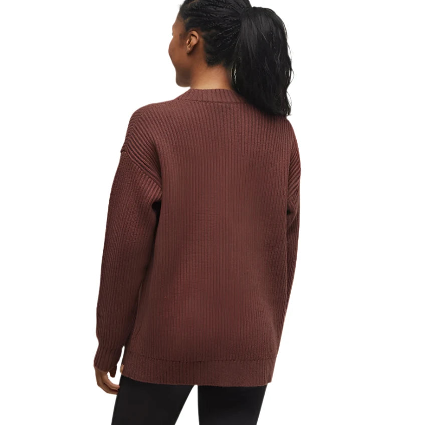 W Highline Oversized Button Cardigan (Deep Mahogany Heather)