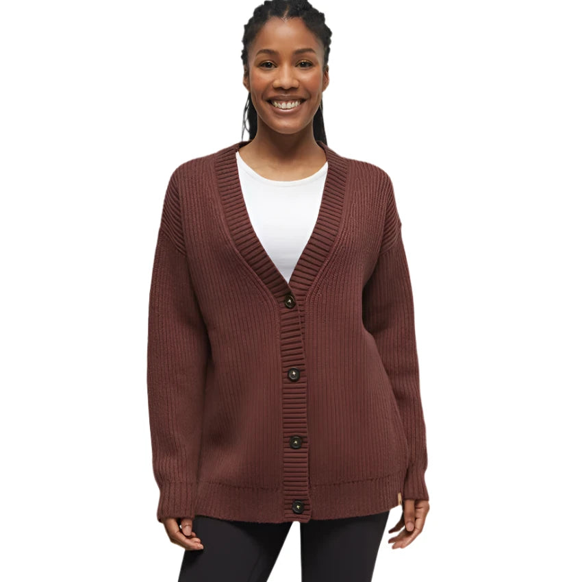 W Highline Oversized Button Cardigan (Deep Mahogany Heather)