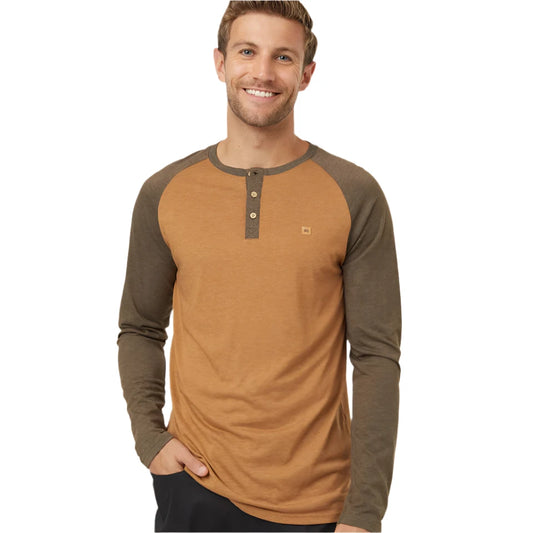 M TreeBlend Classic Henley Longsleeve (Camel Heather/Tundra Heather