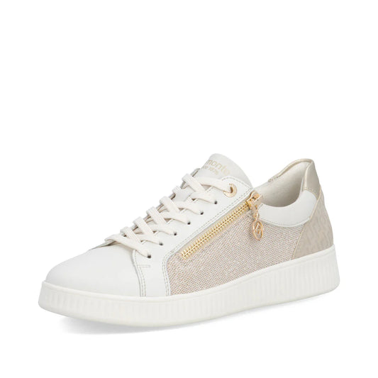 D2E00-81 White/Gold Multi Lace/Side Zip