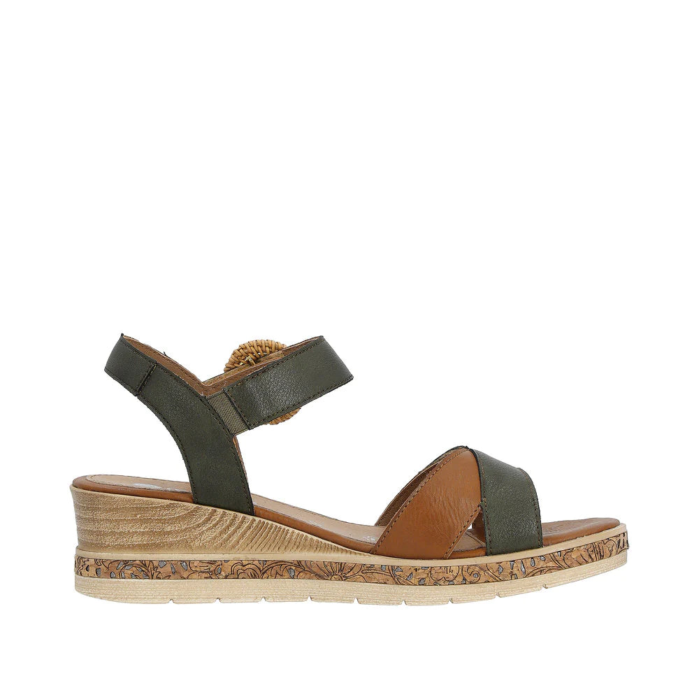 D3067-52 Olive Two Strap Wedge