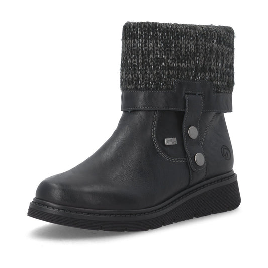 D3976-03 Black Knit Cuff Side Zip RTex