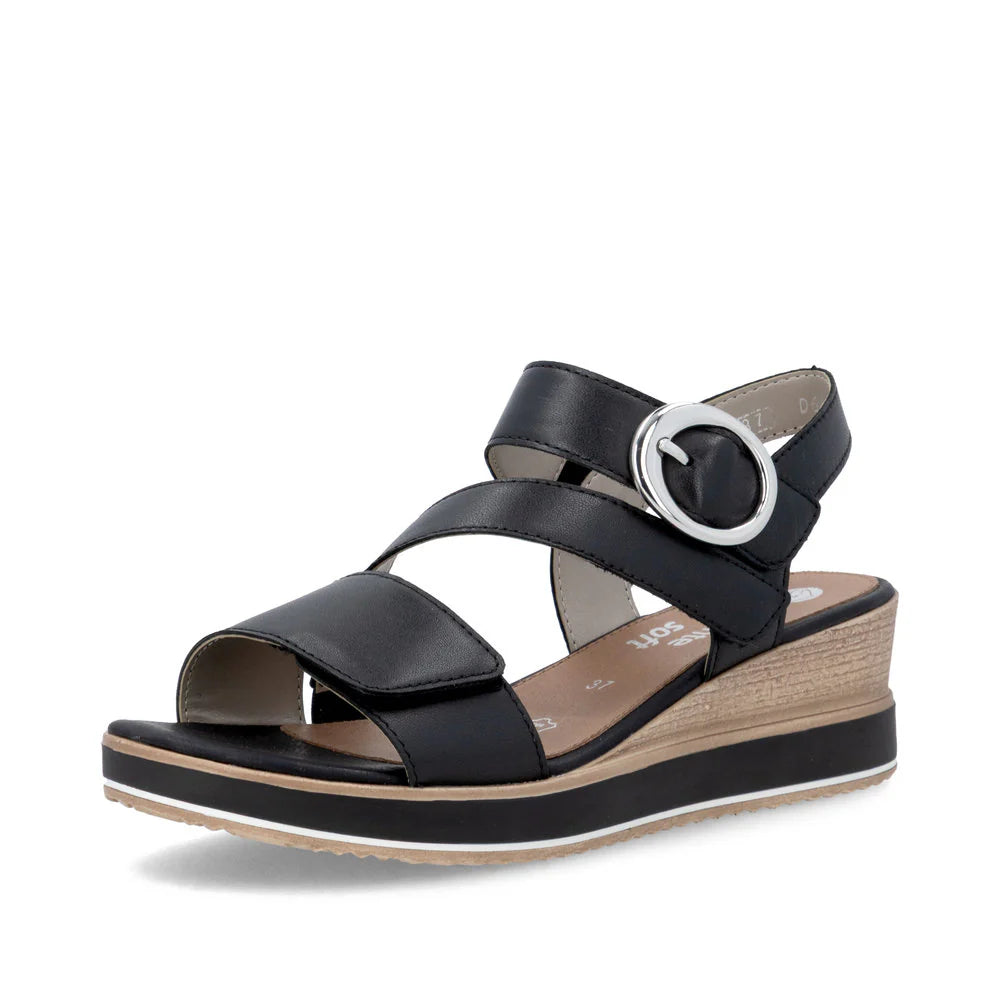 D6466-00 Black Three Strap Wedge