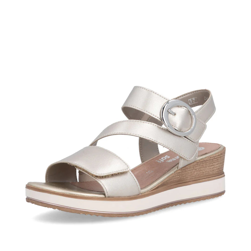 D6466-90 Pale Gold Three Strap Wedge