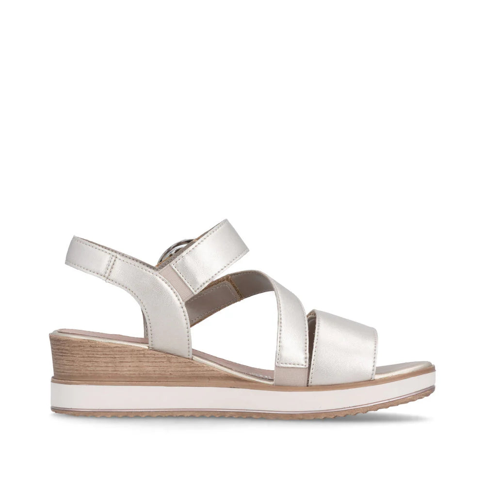 D6466-90 Pale Gold Three Strap Wedge