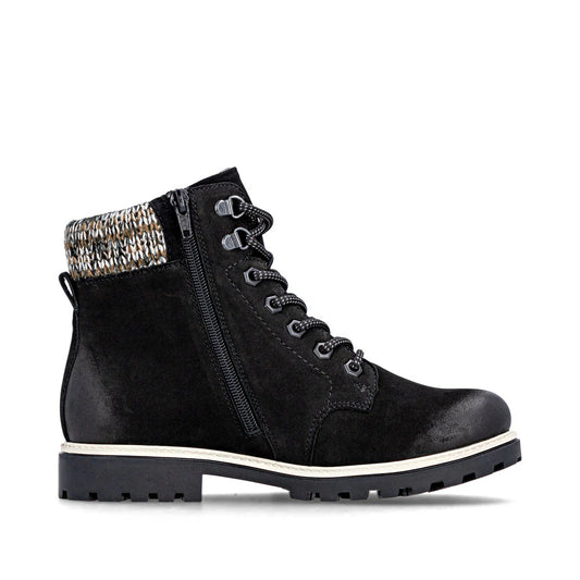 D8487-03 Black Knit Cuff Lace/Zip RTex