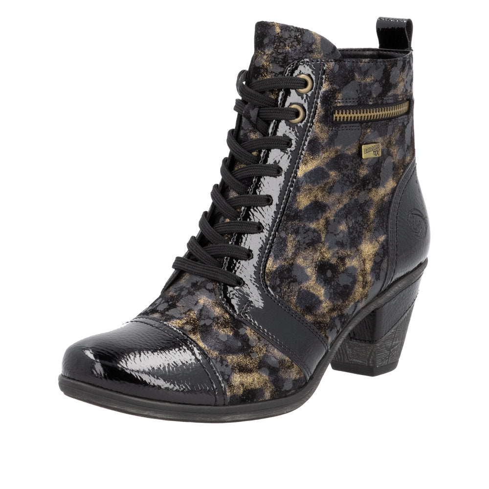 D8797-91 Ankle Heel RTex Black Leopard Multi