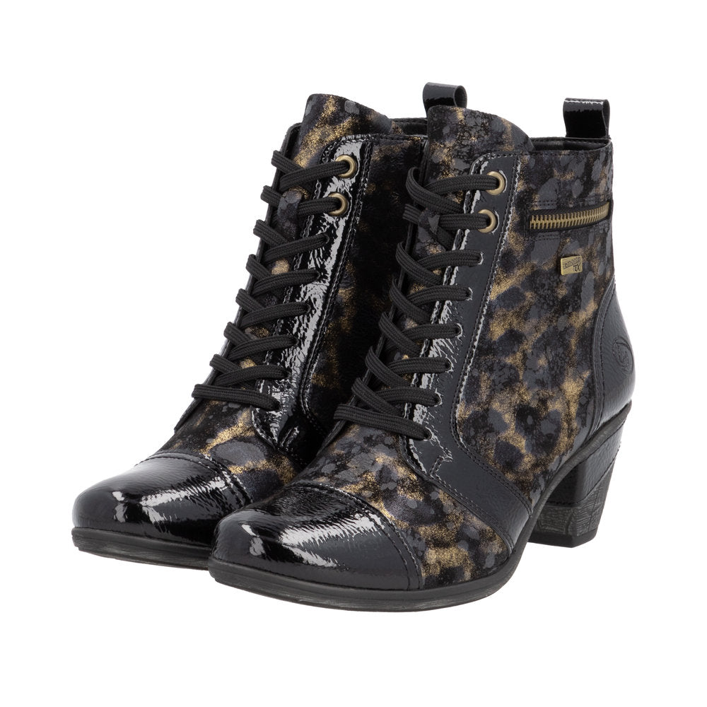 D8797-91 Ankle Heel RTex Black Leopard Multi