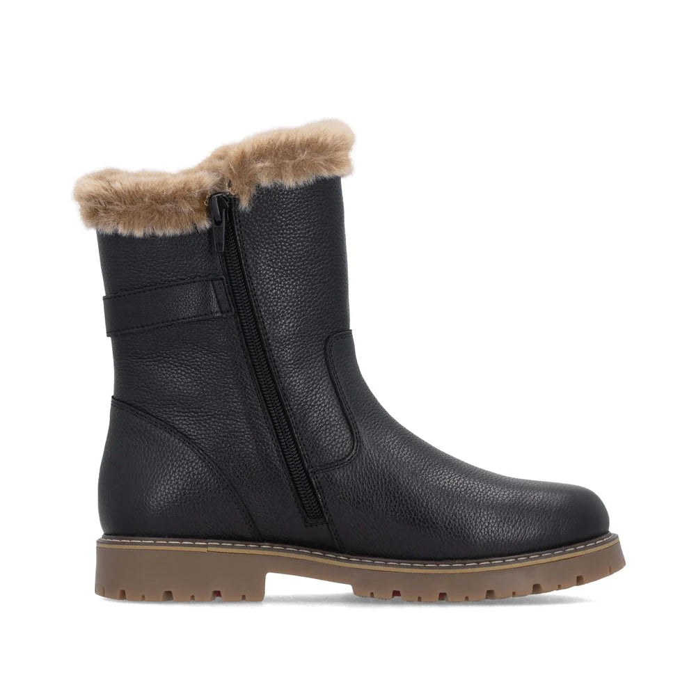 D9382-03 Black Fur Ciff Zip RTex