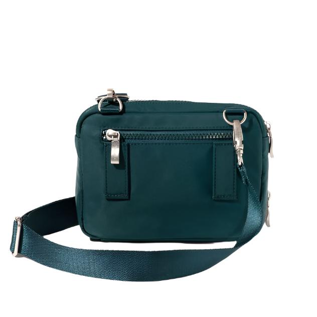 Double Zip Convertible Crossbody Emerald Twill