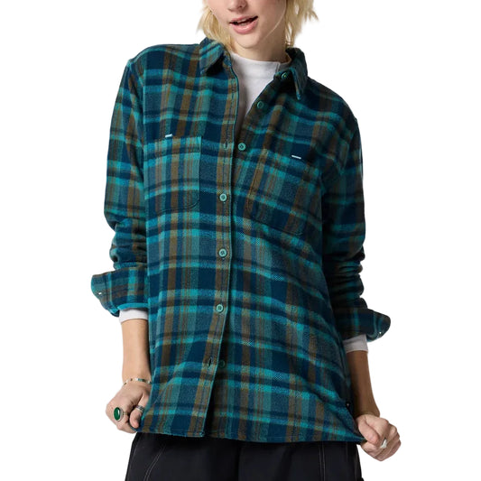 Women's Mero Organic Flannel Shirt Indigo Plaid