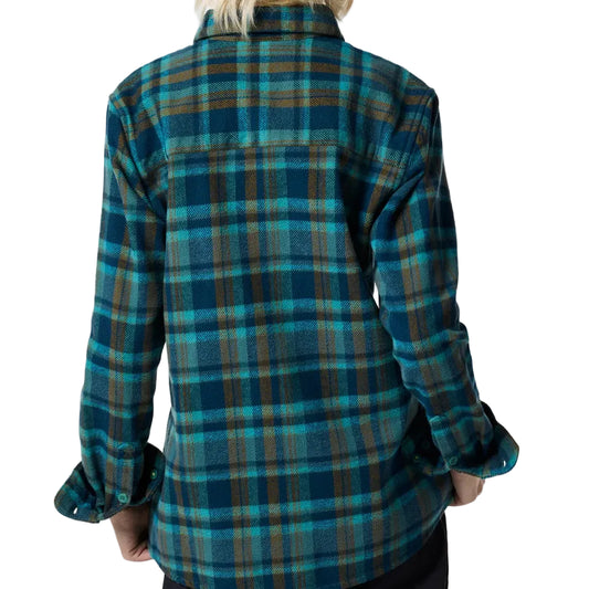 Women's Mero Organic Flannel Shirt Indigo Plaid