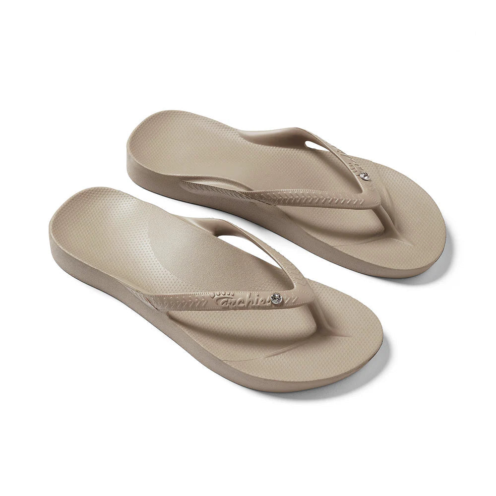 Archies Arch Support Flip Flops Crystal Taupe