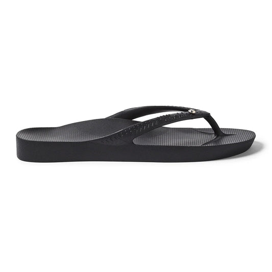 Archies Arch Support Flip Flops Crystal Black