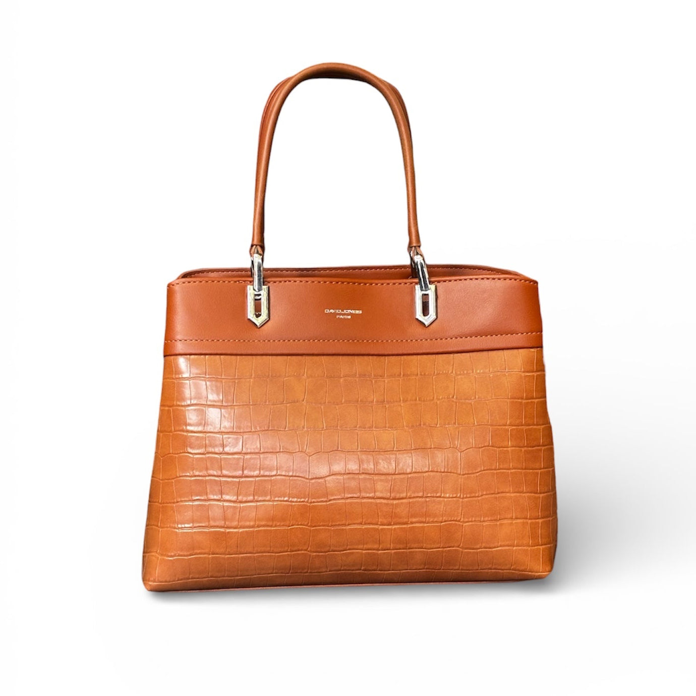 David Jones PVC Satchel Hand Bag Cognac