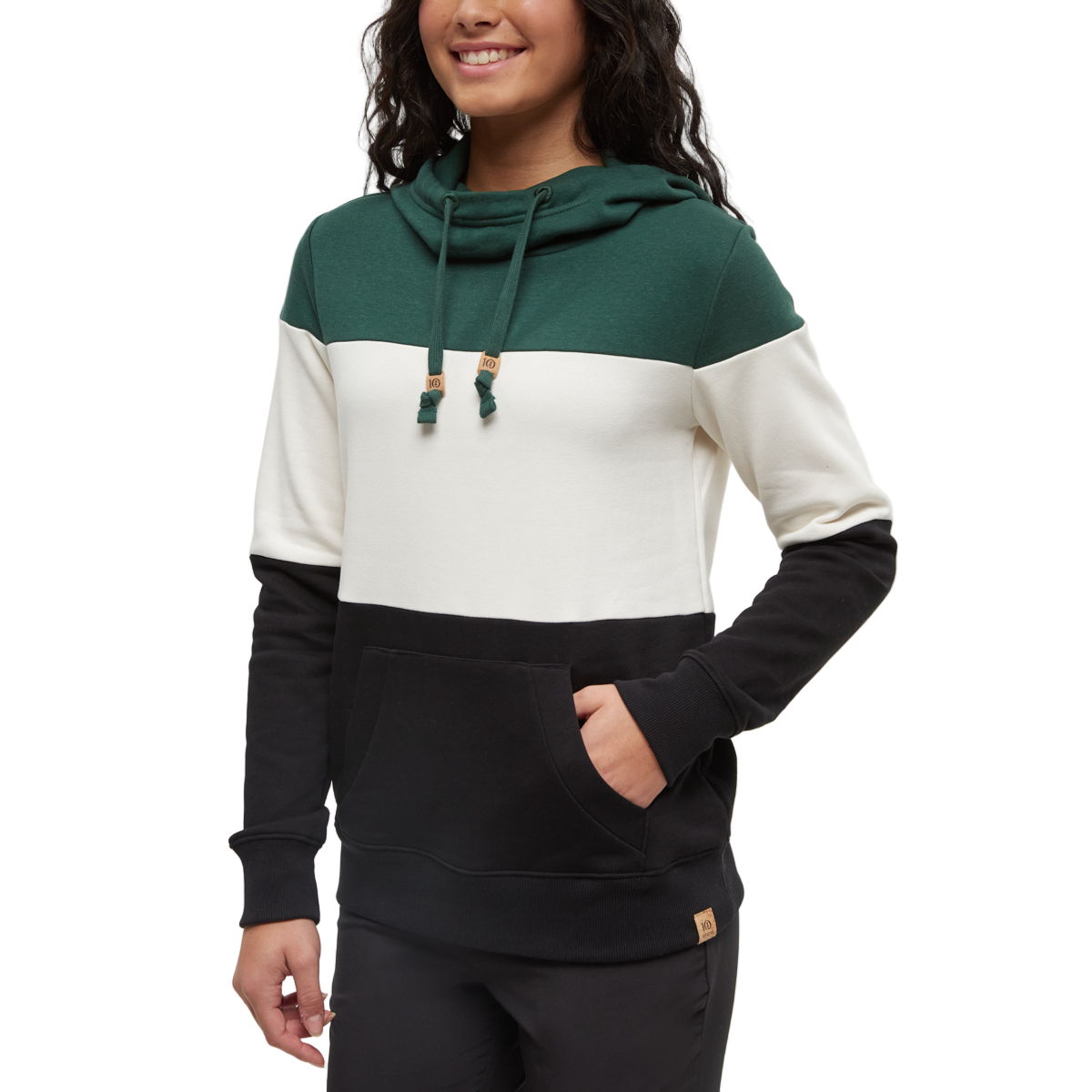 Women's Blocked Banshee Hoodie (Forest Pine/Undyed/Meteorite Black)