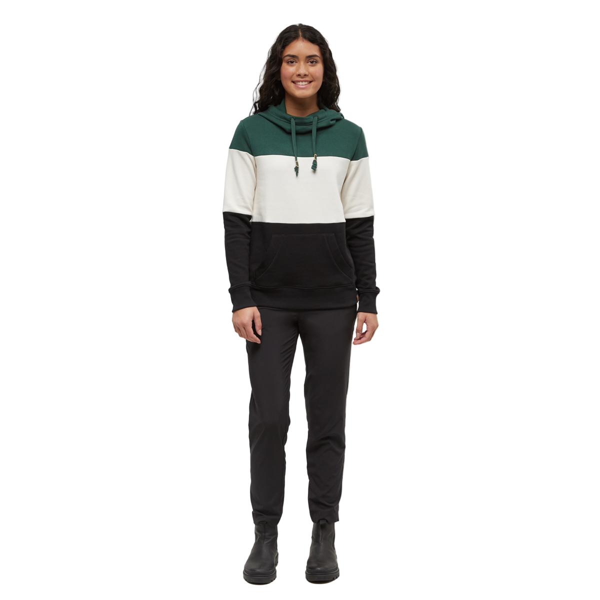Women's Blocked Banshee Hoodie (Forest Pine/Undyed/Meteorite Black)