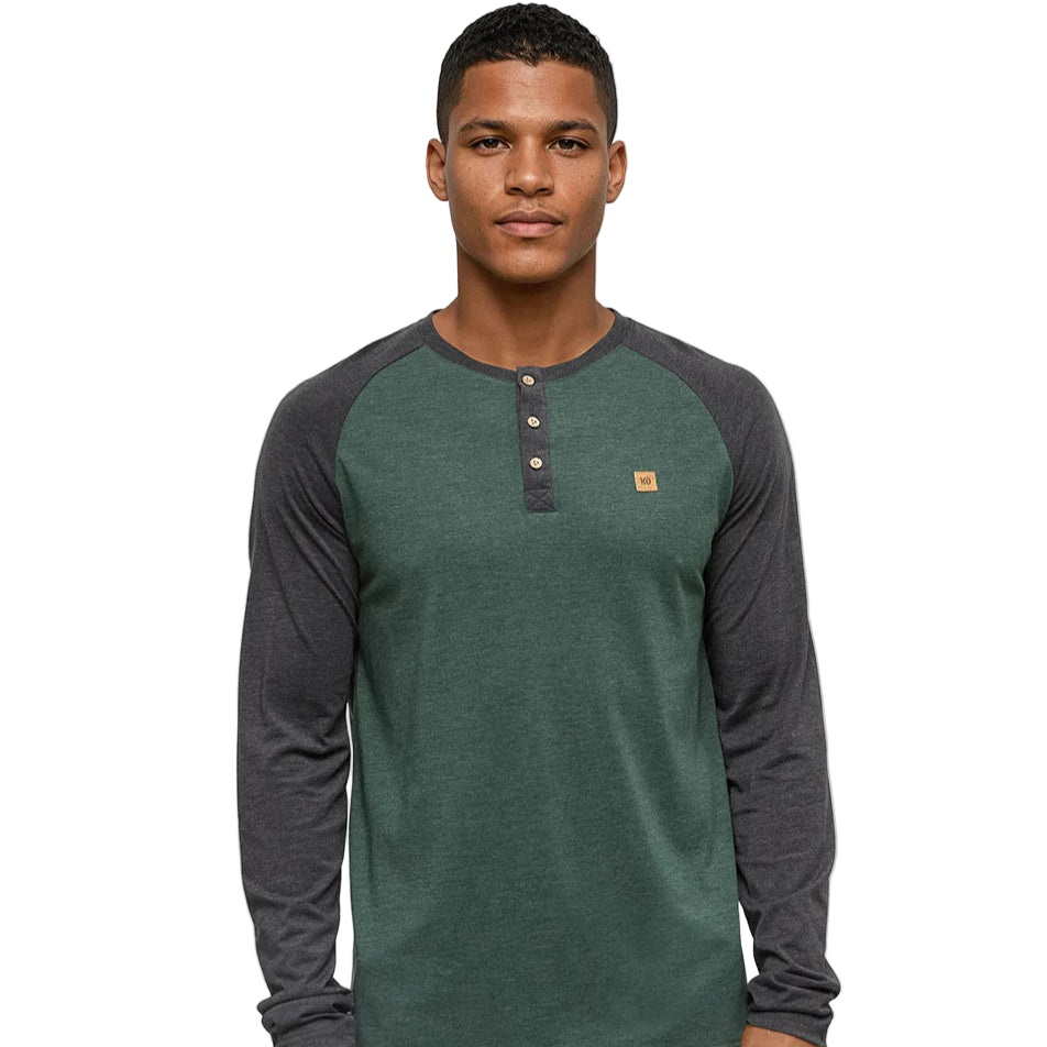 Men's Baker Henley Longsleeve (Forest Pine Heather/Meteorite Black)
