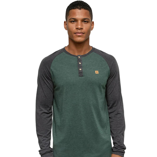 Men's Baker Henley Longsleeve (Forest Pine Heather/Meteorite Black)