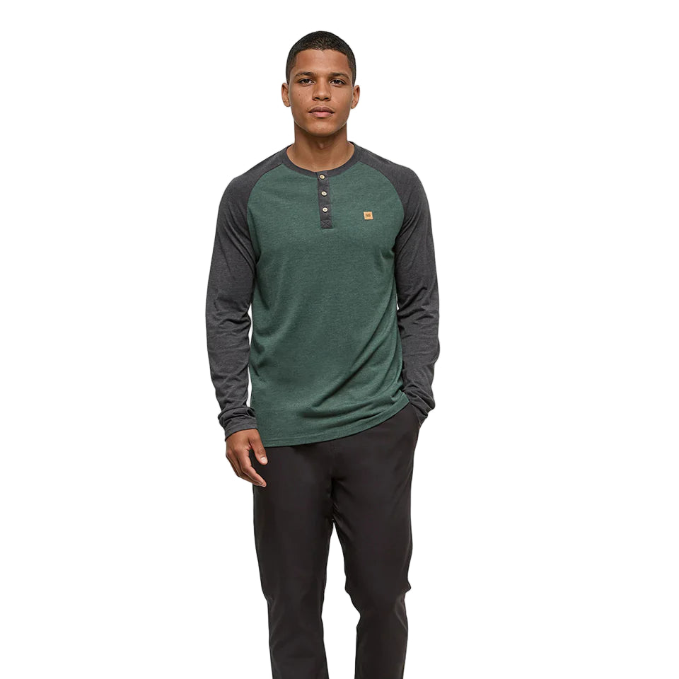 Men's Baker Henley Longsleeve (Forest Pine Heather/Meteorite Black)