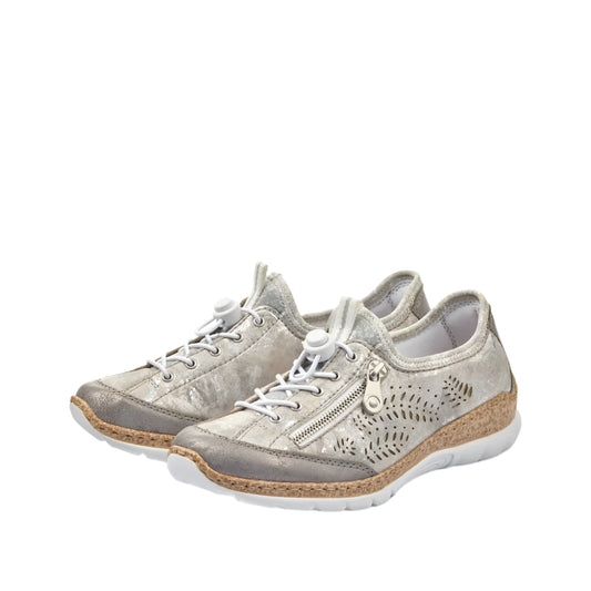 N42K6-40 Grey/Rose Metallic Bungee Lace