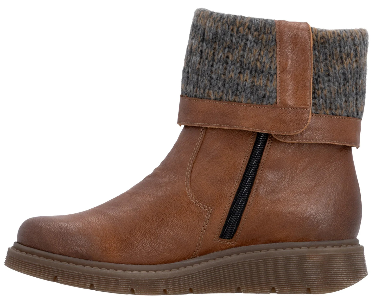 D3976-23 Brown Knit Cuff Side Zip RTex