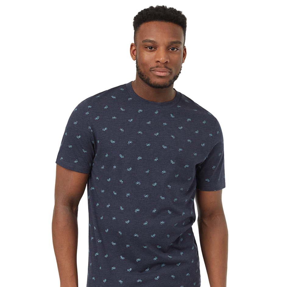 Men's Bike Around Print T-Shirt (Midnight Blue Heather/Tourmaline)