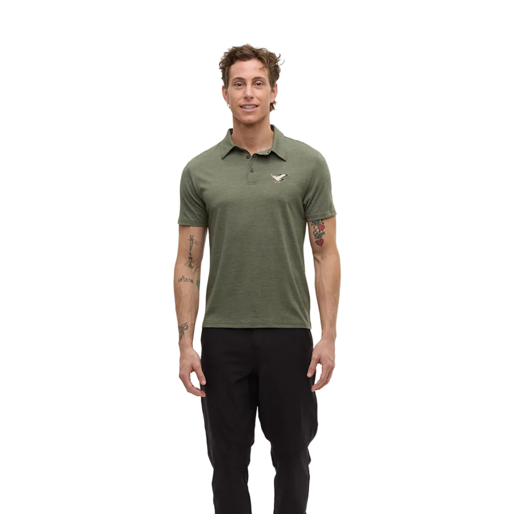 Men's Lake Life Astir Polo (Deep Olive Heather/Snacking Gull)