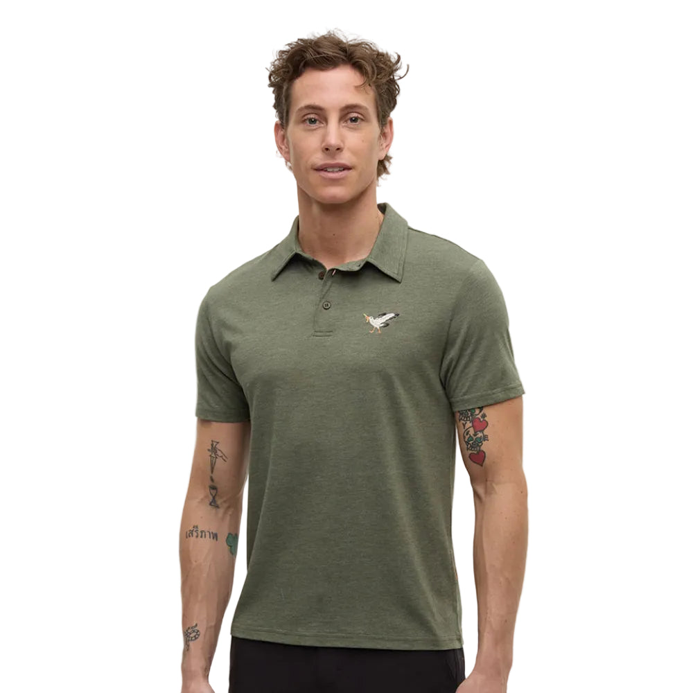 Men's Lake Life Astir Polo (Deep Olive Heather/Snacking Gull)