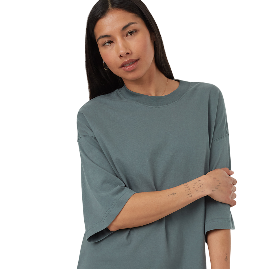 Women's Regenerative Cotton Oversized Shirt (Light Urban Green)