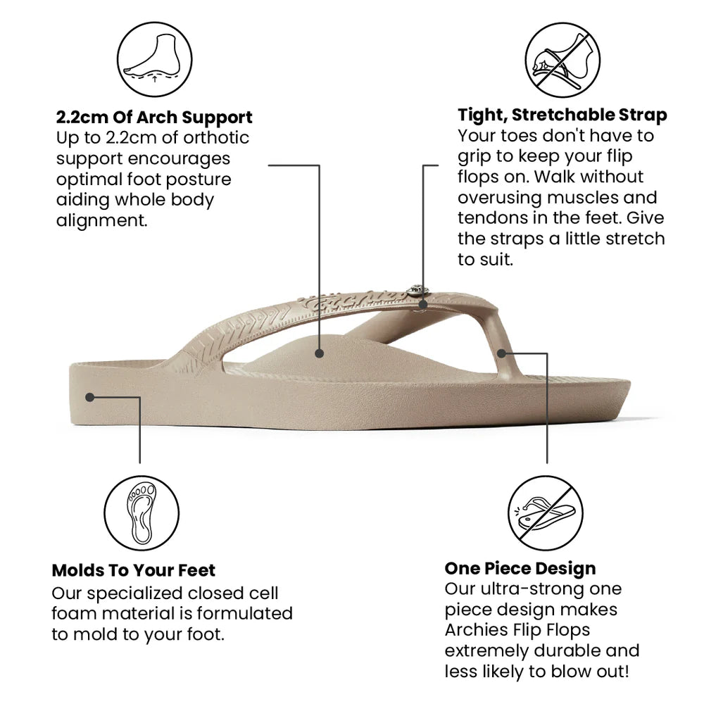 Archies Arch Support Flip Flops Crystal Taupe