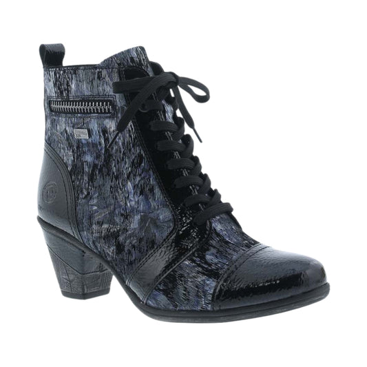 D8797-14 Black Multi Ankle Boot Heel RTex