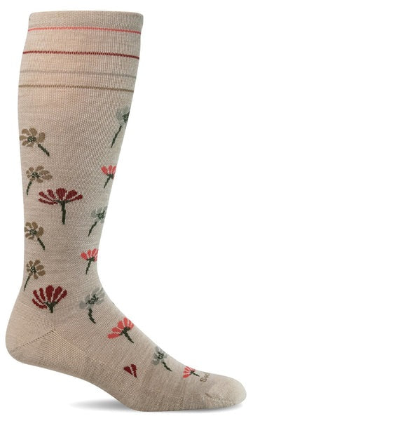 Women's Field Flower Moderate Graduated Compression Socks - OTC Barley